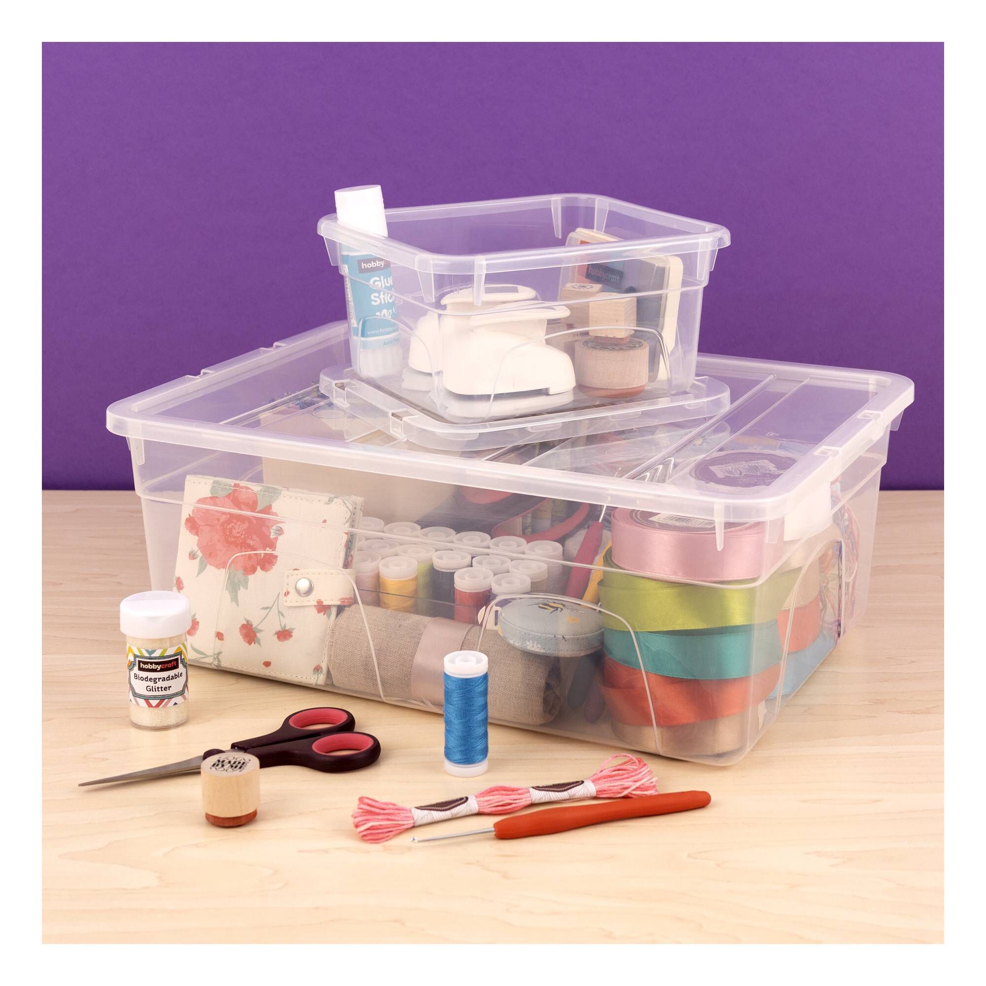 Whitefurze Mini Spacemaster 2 Litre Storage Box Hobbycraft